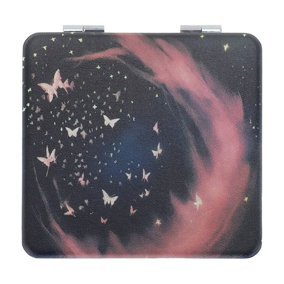 Unique Bargains 1 Pc Small Butterfly Makeup Mirror for Travel Vacation