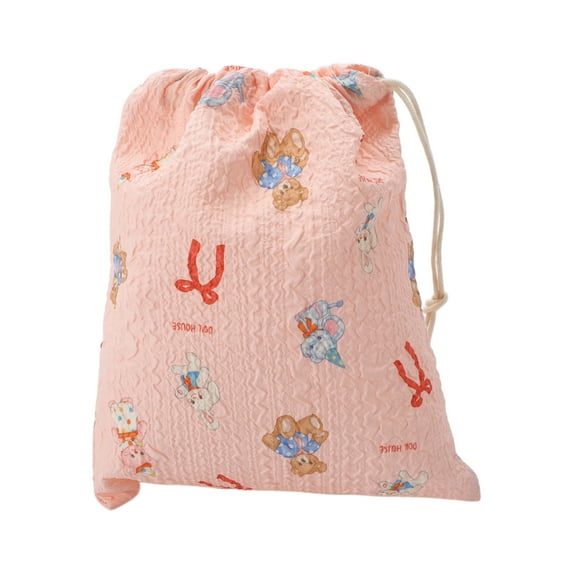 Unique Bargains 1 Pc Small Doll Drawstring Makeup Bag for Travel Pink Polyester