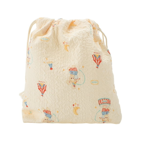 Unique Bargains 1 Pc Small Music Box Rabbit Drawstring Makeup Bag for Travel Beige Polyester