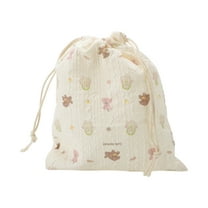 Unique Bargains 1 Pc Small Puppy Drawstring Makeup Bag for Travel Beige Polyester