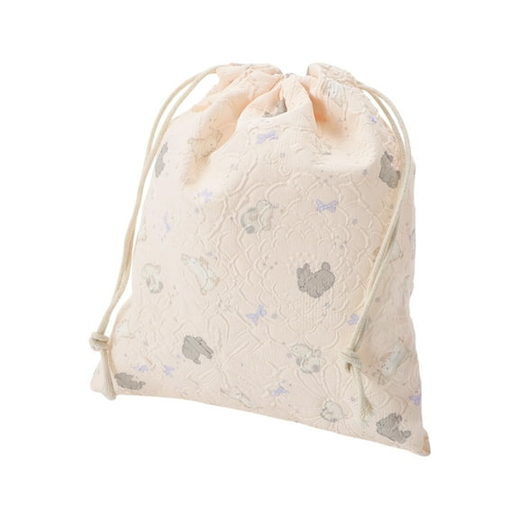 Unique Bargains 1 Pc Small Purple Bow Rabbit Drawstring Makeup Bag for Travel Pink Polyester