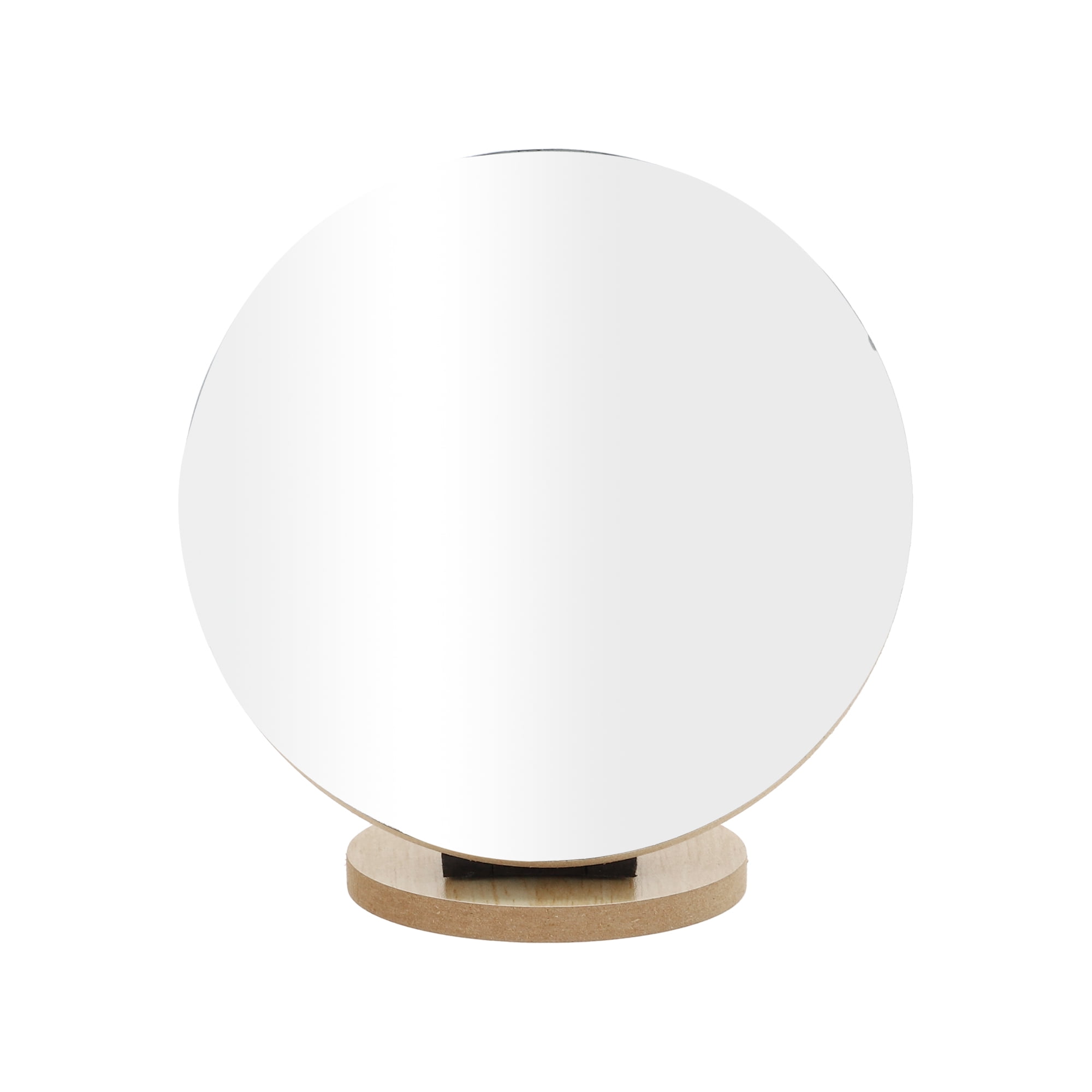 Unique Bargains 1 Pc Small Round Desktop Cosmetic Mirror for Business Travel Wood Color