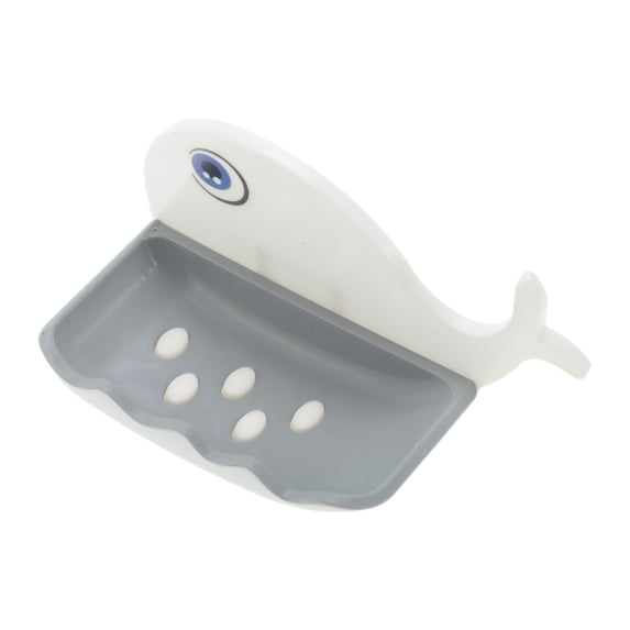 Unique Bargains 1 Pc Soap Dish Cartoon Whale Soap Holder for Bathroom White