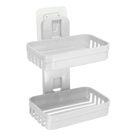 Unique Bargains 1 Pc Soap Dish Keep Soap Dry Soap Cleaning Storage Drill Free Soap Holder for Bathroom Beige Plastic