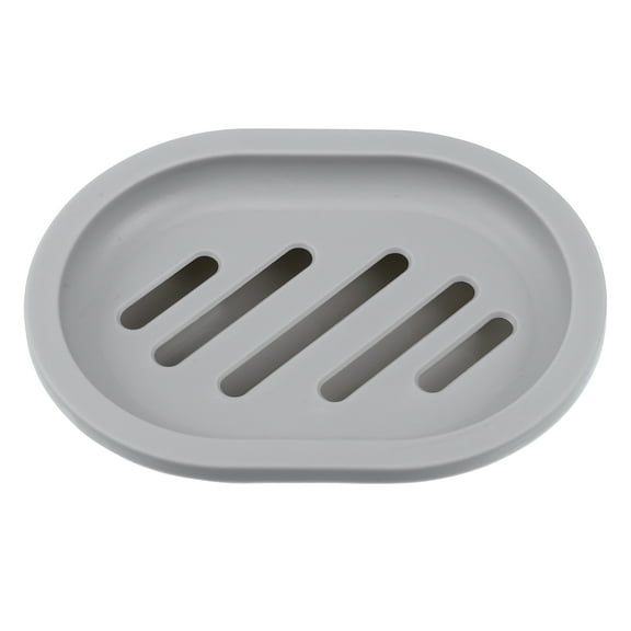 Unique Bargains 1 Pc Soap Dish Keep Soap Dry Soap Cleaning Storage for Home Bathroom Kitchen Light Gray Plastic