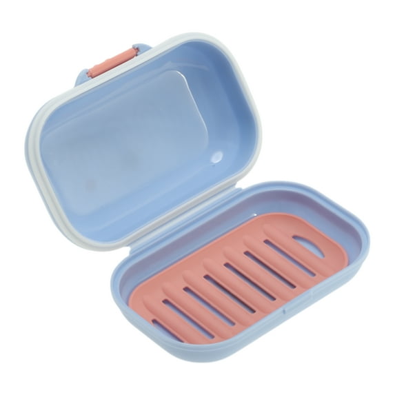 Unique Bargains 1 Pc Soap Dish Portable Soap Holder for Bathroom Blue