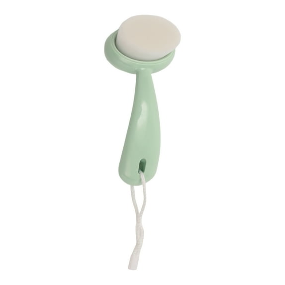 Unique Bargains 1 Pc Soft ABS Cleansing Brush with Flat Hair Curved Handle Green White 4.65"x2.09"