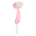 thumbnail image 1 of Unique Bargains 1 Pc Soft ABS Nylon Wool Cleansing Brush with Dots Curved Handle Pink White 4.65"x2.09", 1 of 4