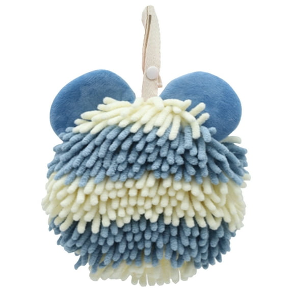 Unique Bargains 1 Pc Soft Absorbent Chenille Fuzzy Ball Hand Towels Blue