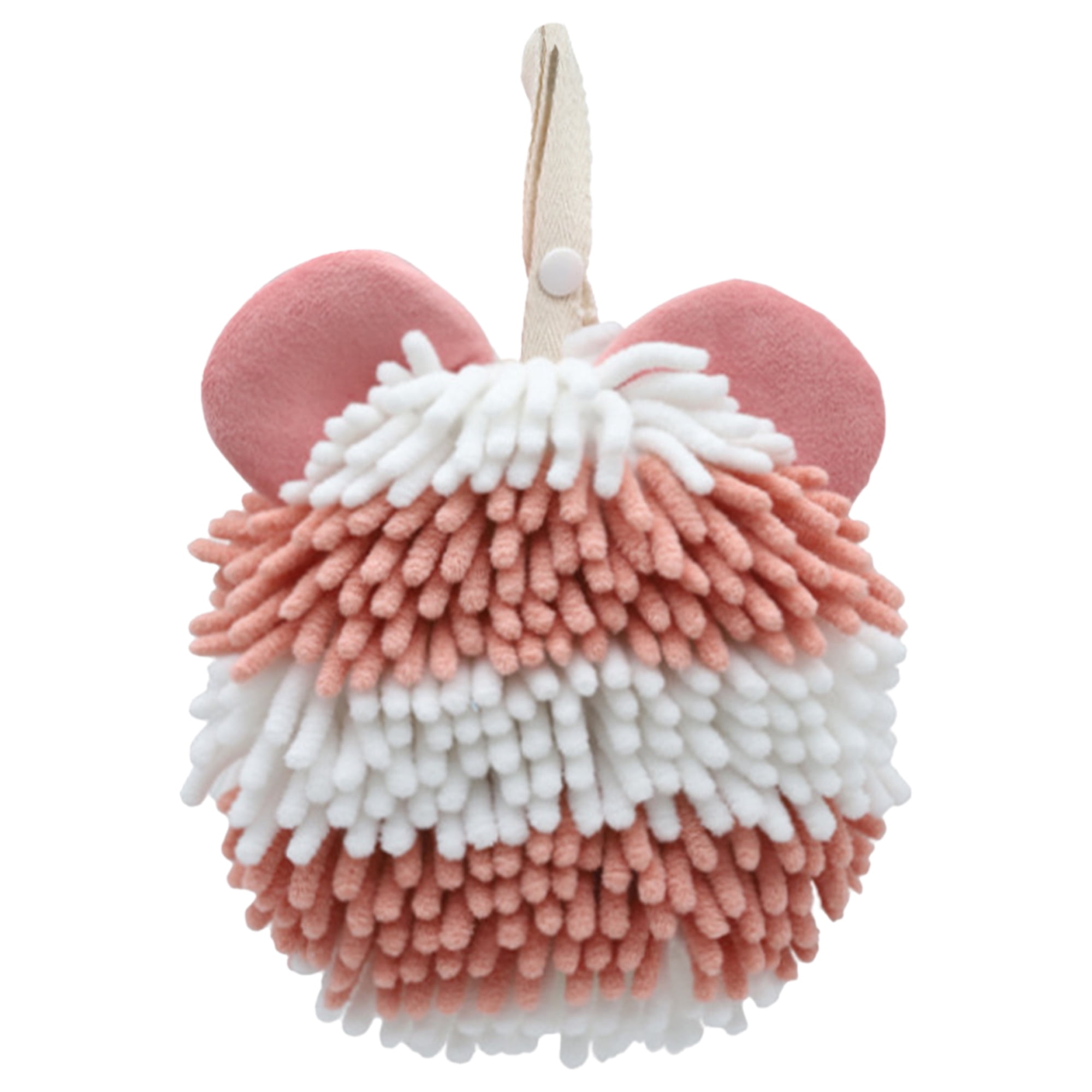 Unique Bargains 1 Pc Soft Absorbent Chenille Fuzzy Ball Hand Towels Pink