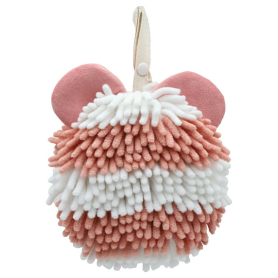 Unique Bargains 1 Pc Soft Absorbent Chenille Fuzzy Ball Hand Towels Pink