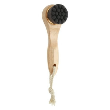 Unique Bargains 1 Pc Soft Nanofiber Hair Cleansing Brush with Dots Long Handle Wood Color Black