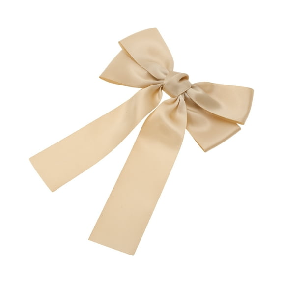 Unique Bargains 1 Pc Solid Bow Ribbon Duckbill Hair Clips Hairdo Clip Champagne