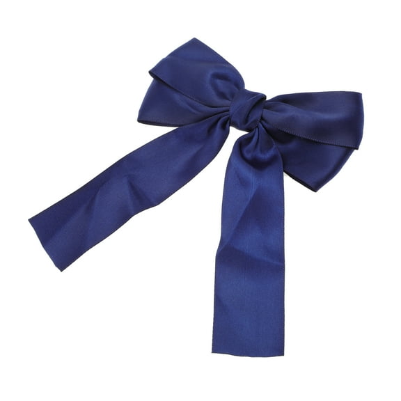 Unique Bargains 1 Pc Solid Bow Ribbon Duckbill Hair Clips Hairdo Clip Navy Blue