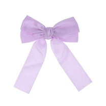 Unique Bargains 1 Pc Solid Bow Ribbon Duckbill Hair Clips for Home Light Purple