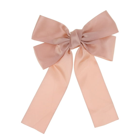Unique Bargains 1 Pc Solid Bow Ribbon Duckbill Hair Clips for Home Pink