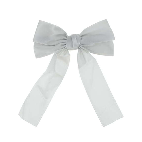 Unique Bargains 1 Pc Solid Bow Ribbon Duckbill Hair Clips for Home Silver Tone Gray