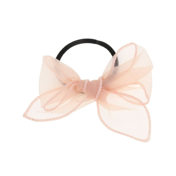 Unique Bargains 1 Pc Solid Color Bow Ribbon Hair Elastic Band for Home Pink