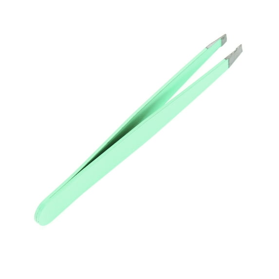 Unique Bargains 1 Pc Solid Color Flat Edge Eyebrow Tweezer for Bathroom Travel Hotel Green Stainless Steel
