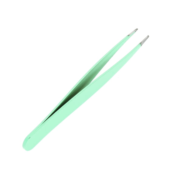 Unique Bargains 1 Pc Solid Color Pointed Edge Eyebrow Tweezer for Bathroom Travel Hotel Green Stainless Steel