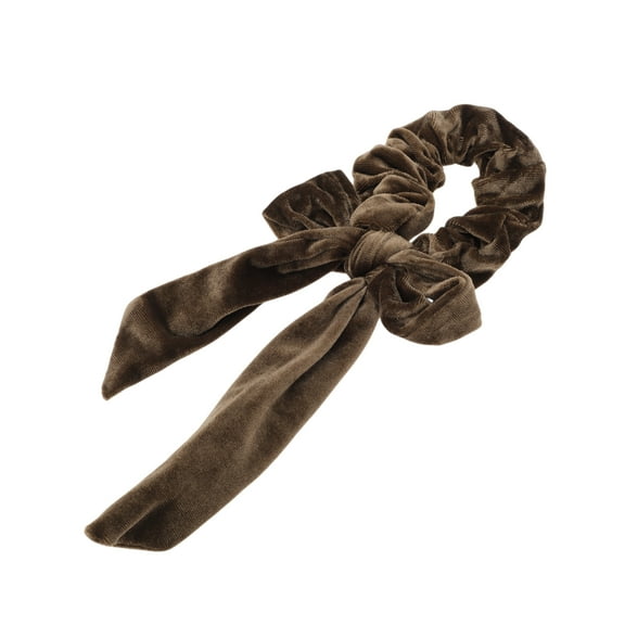 Unique Bargains 1 Pc Solid Color Ribbon Scrunchies Coffee Color