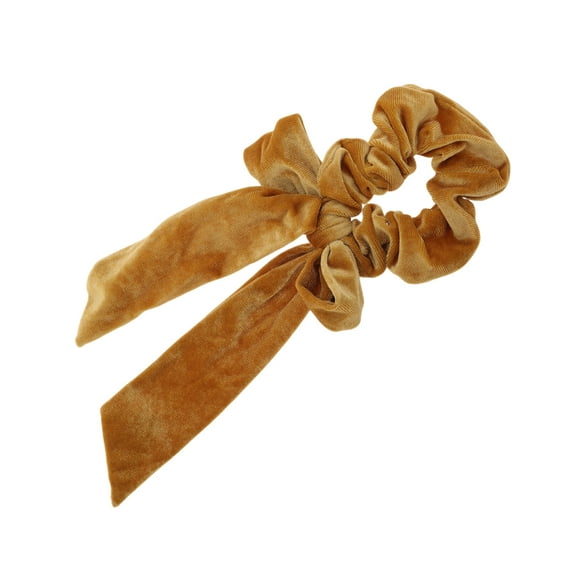 Unique Bargains 1 Pc Solid Color Ribbon Scrunchies Gold Tone