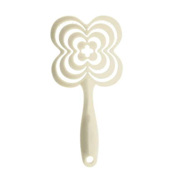Unique Bargains 1 Pc Solid Four-leaf Clovers Hollow Comb Hair Brush Beige ABS
