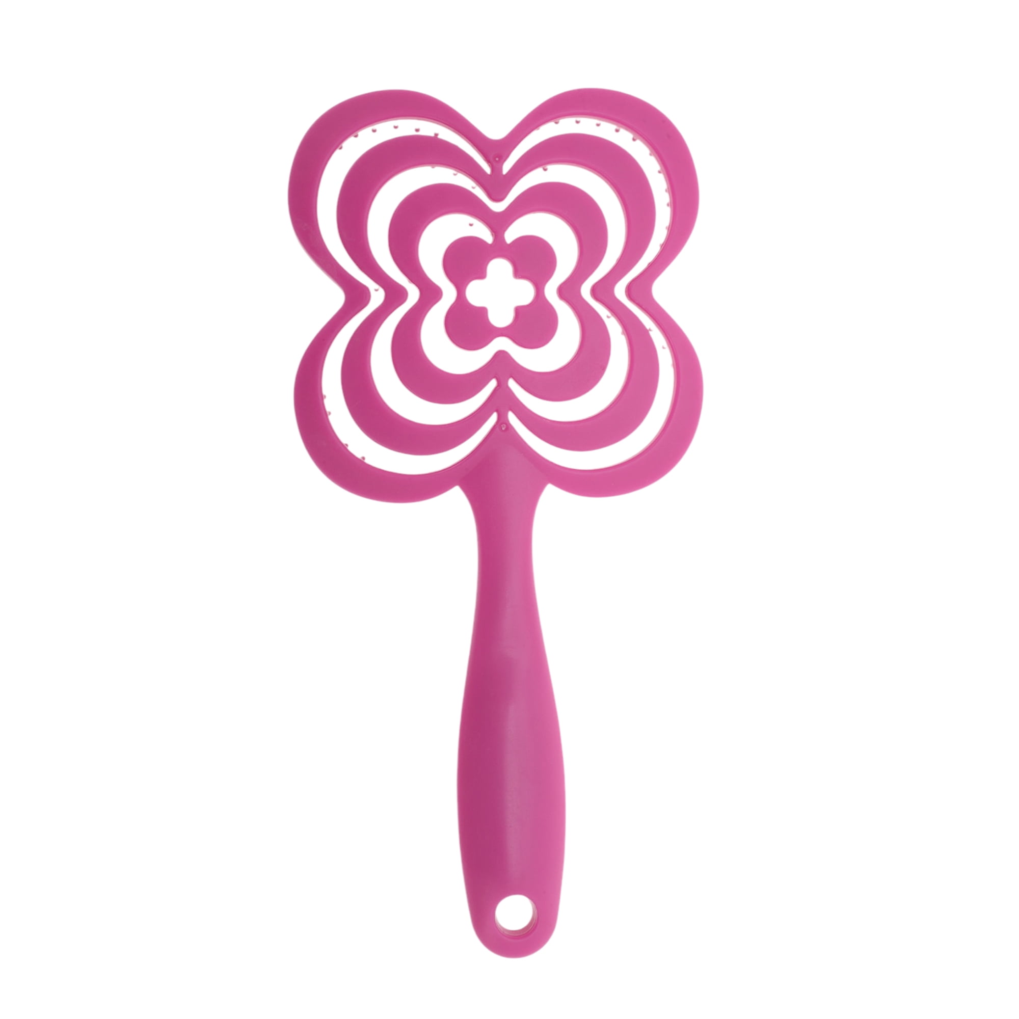 Unique Bargains 1 Pc Solid Four-leaf Clovers Hollow Comb Hair Brush Rose Red