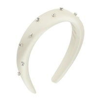 Unique Bargains 1 Pc Solid Rhinestone Headbands for Women Beige