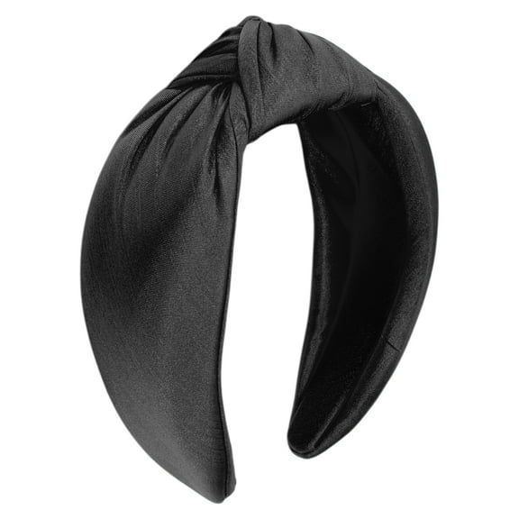 Unique Bargains 1 Pc Solid Tie Wide Headbands for Women Black