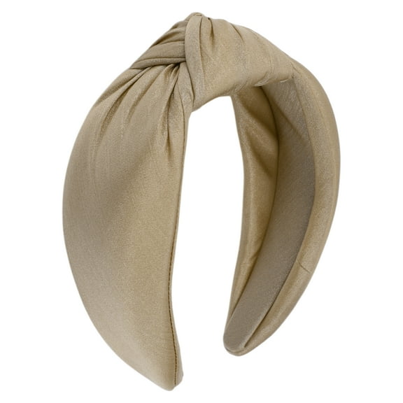 Unique Bargains 1 Pc Solid Tie Wide Headbands for Women Champagne