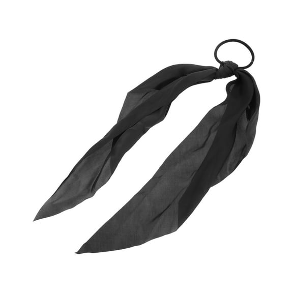 Unique Bargains 1 Pc Solid Triangle Ribbon Hair Elastic Band Black