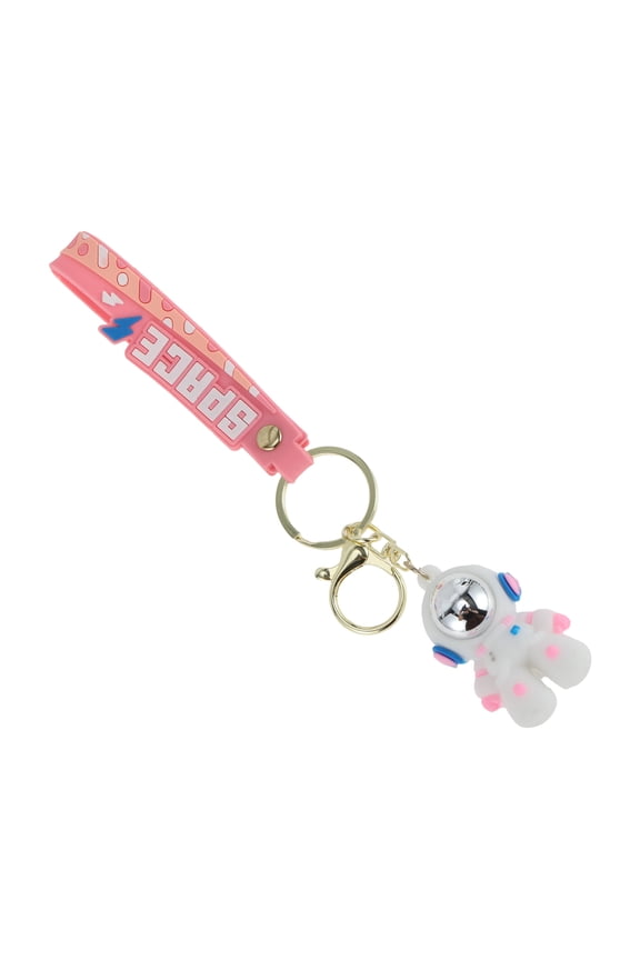 1 Pc Space Astronaut Keychain Pink PVC Metal