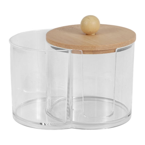 Unique Bargains 1 Pc Spherical Cover Acrylic Cotton Swab Holder Bathroom Transparent Wood-Tone