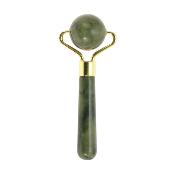 Unique Bargains 1 Pc Spherical Face Massager for Beauty Parlor Dark Green Natural Jade Zinc Alloy