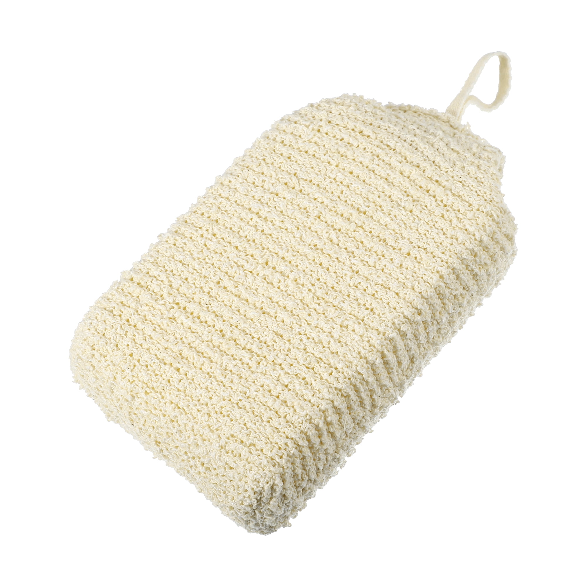 Beige Linen Fabric Sponge Brush for Bathroom 6.69"x3.74"x1.73"