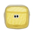 thumbnail image 1 of Unique Bargains 1 Pc Square Bean Eye Makeup Bag for Travel Vacation Yellow Nylon Mesh, 1 of 5