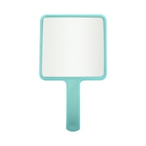 Unique Bargains 1 Pc Square Handheld Mirror for Vacation Travel Green Plastic Glass