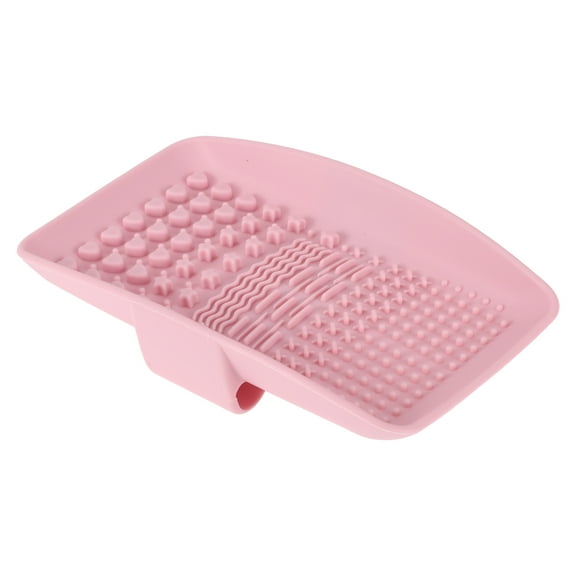 Unique Bargains 1 Pc Square Makeup Sponge Brush Cleaner Pink