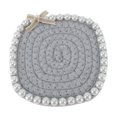 thumbnail image 1 of Unique Bargains 1 Pc Square Pearl Heat Insulation Mat Drink Coaster Gray Cotton rope, 1 of 5