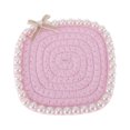 thumbnail image 1 of Unique Bargains 1 Pc Square Pearl Heat Insulation Mat Drink Coaster Pink Cotton rope, 1 of 5