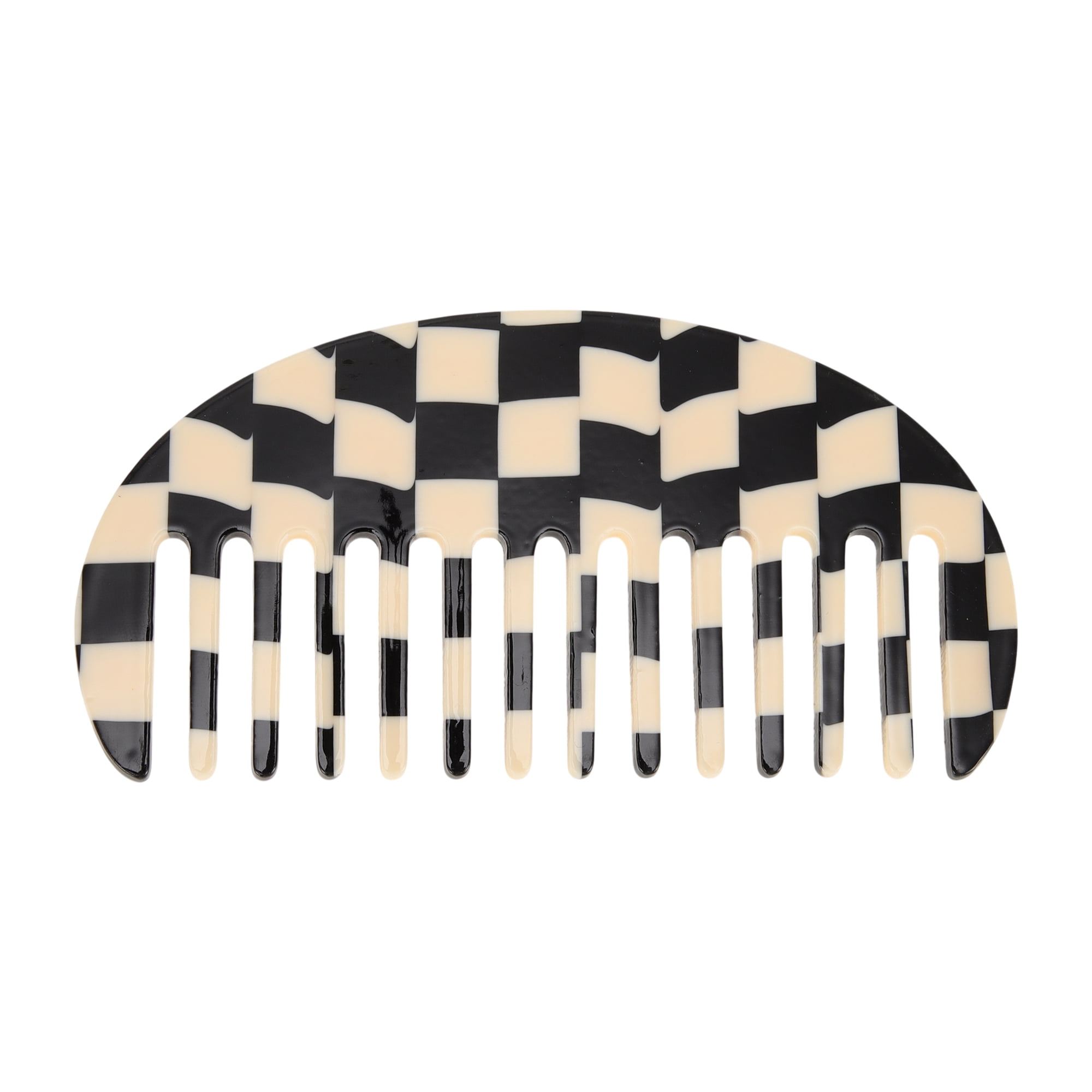 Unique Bargains 1 Pc Square Retro Checkerboard Hair Comb for All Hair Types Black, White