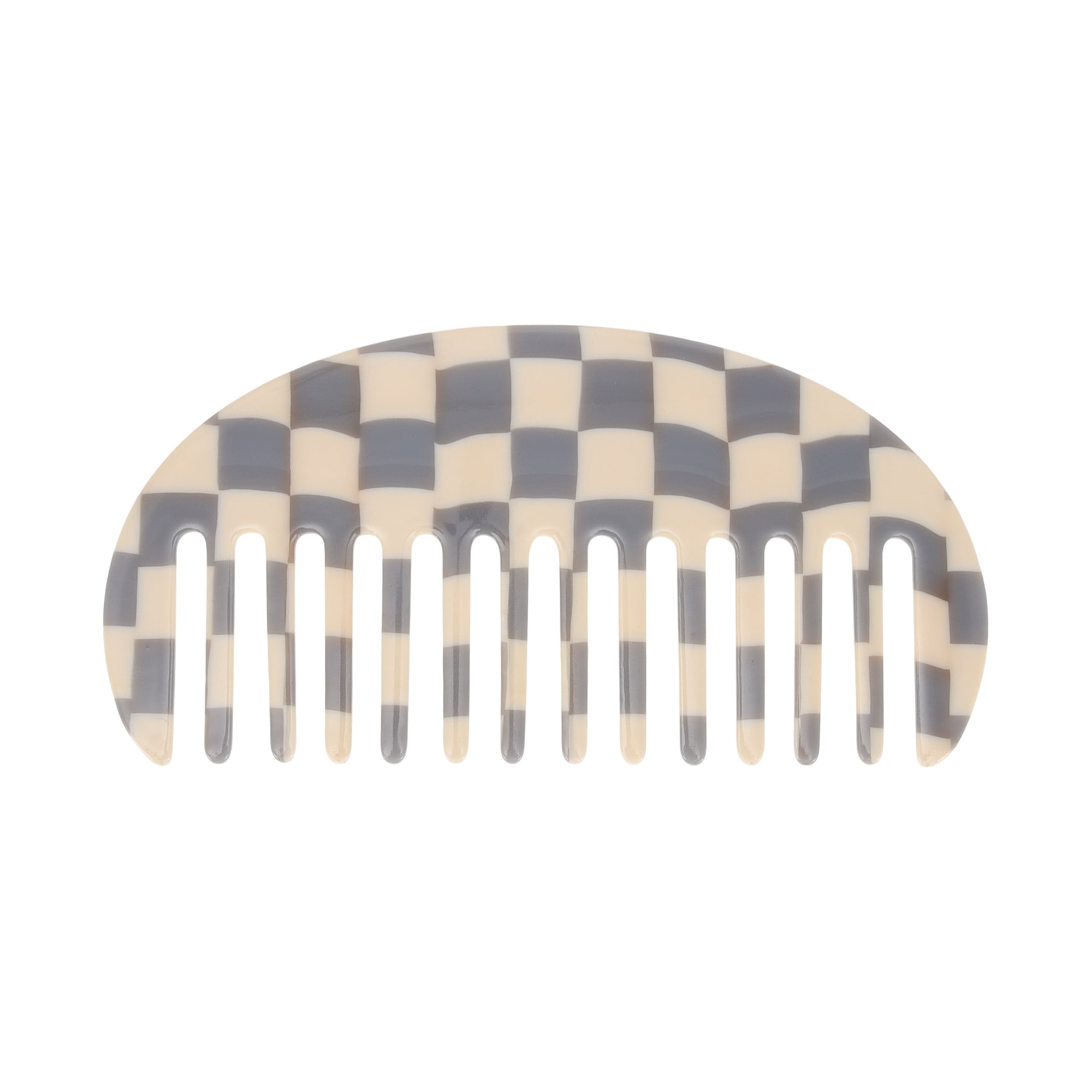 Unique Bargains 1 Pc Square Retro Checkerboard Hair Comb for All Hair Types Gray, White