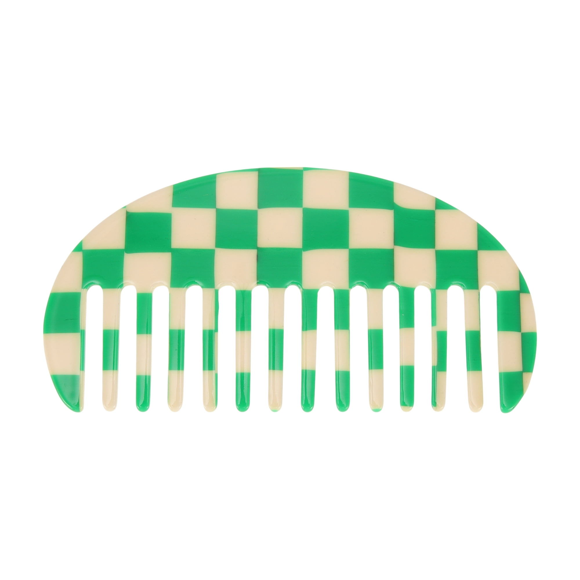 Unique Bargains 1 Pc Square Retro Checkerboard Hair Comb for All Hair Types Green, White