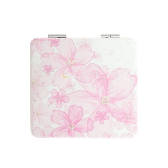 Unique Bargains 1 Pc Square Shape Handheld Mirror for Travel Pink