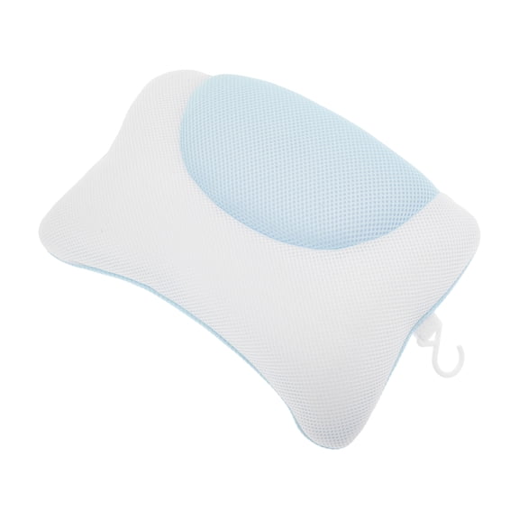 Unique Bargains 1 Pc Square Style Bath Pillow for Head and Neck 14.57"x9.06"x3.15" White Blue