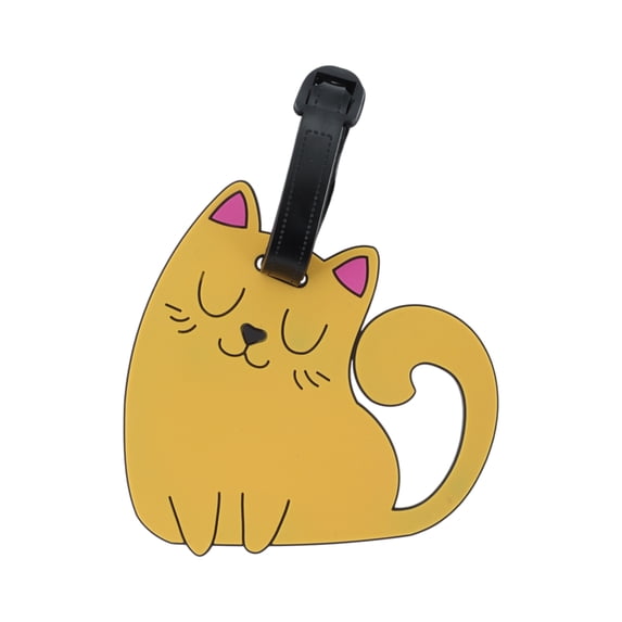 Unique Bargains 1 Pc Squinting Cat Luggage Tag for Travelling Orange