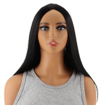Unique Bargains 1 Pc Straight Long Hair Hair Wig High Temperature Fiber 18in Human Wig Black for Women