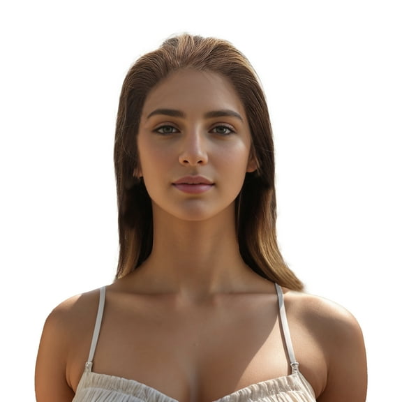 Unique Bargains 1 Pc Straight Long Hair Hair Wig Real Human Hair 14in 13x4in 180 Human Wig Brown Beige for Women