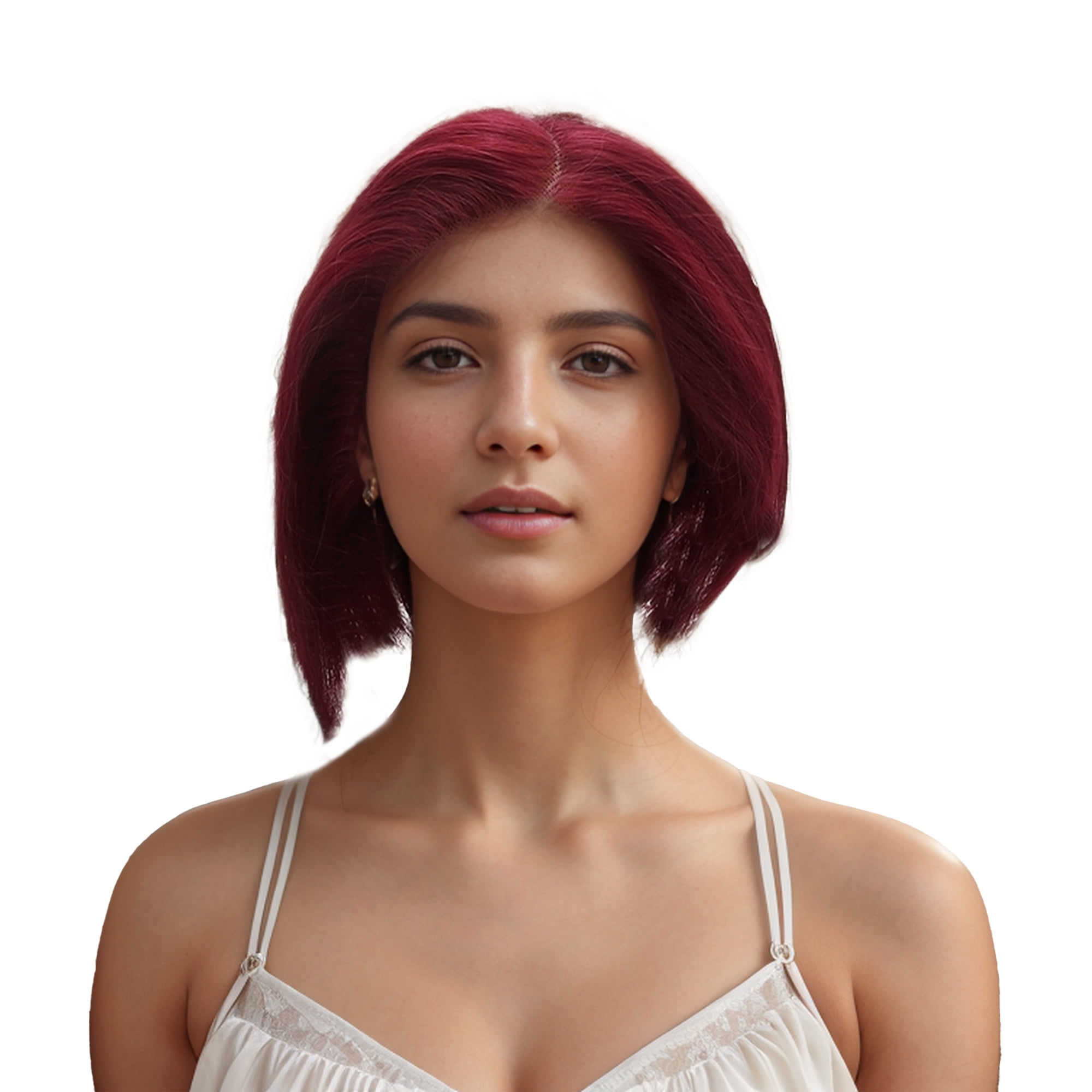 Unique Bargains 1 Pc Straight Short Hair Hair Wig Real Human Hair 6in 13x4x1in 150 Human Wig Red for Women